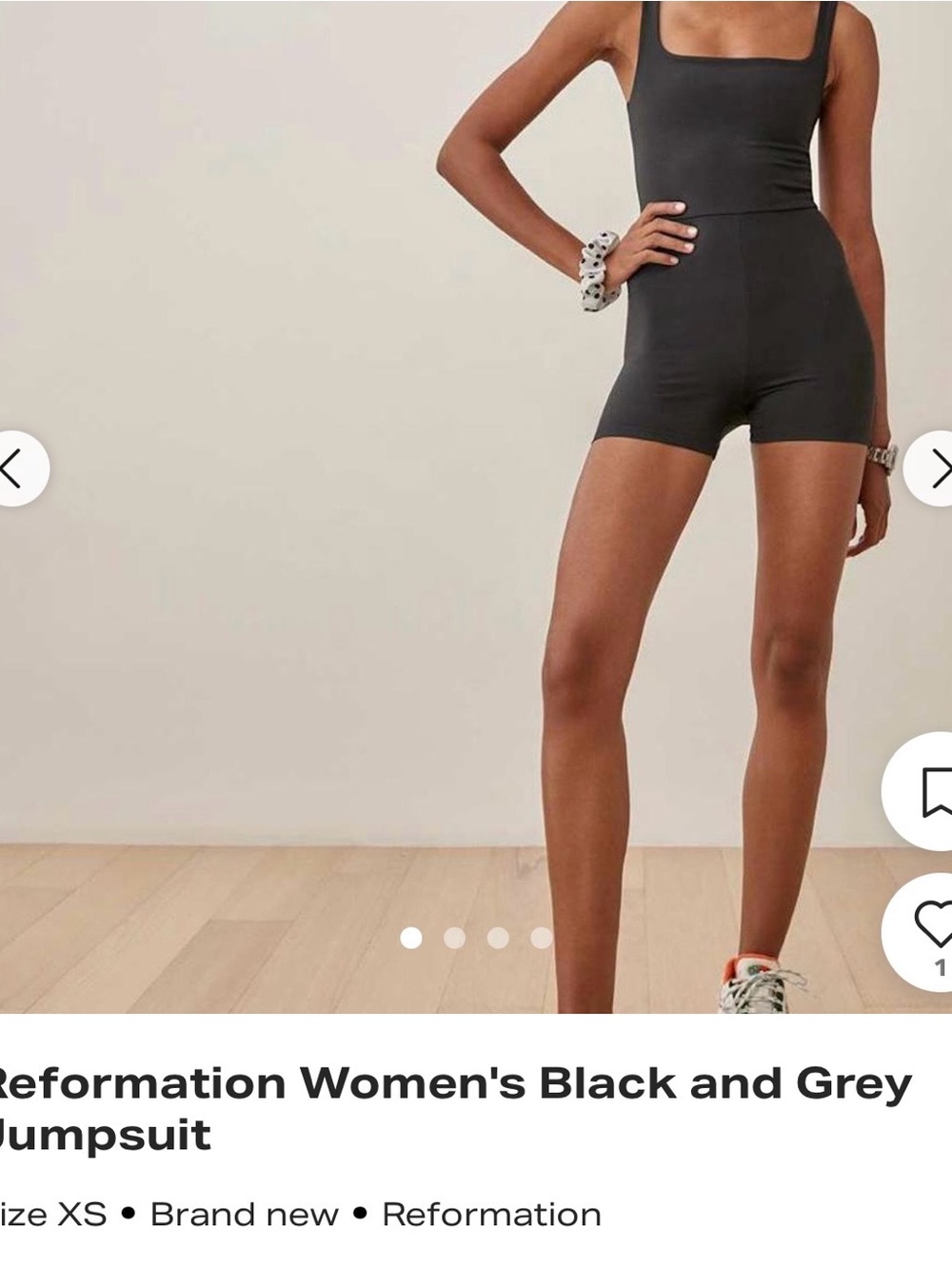 Reformation Black Bike Shorts Romper